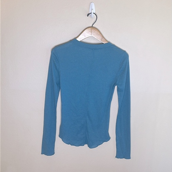 Zenana Snap Button Long Sleeve Henley Top Teal Blue Womens Size Small - Picture 5 of 8